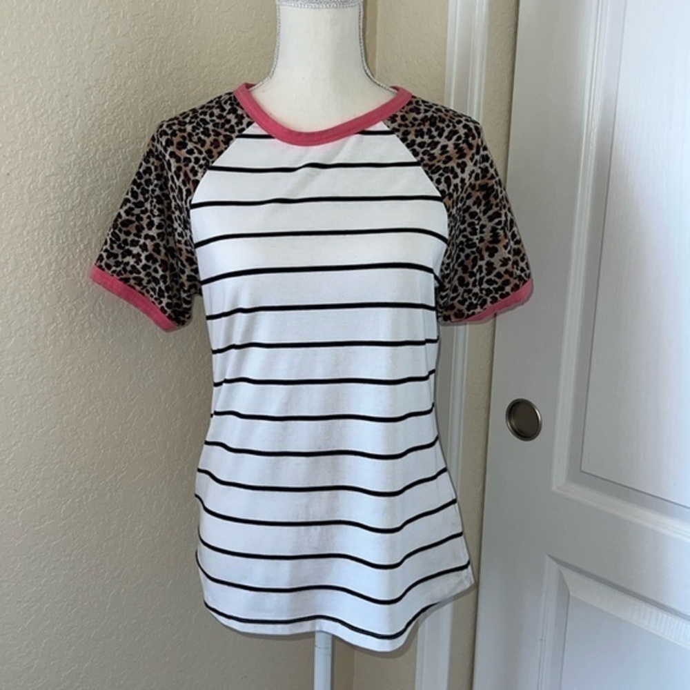 Striped and Leopard Print Women's Top